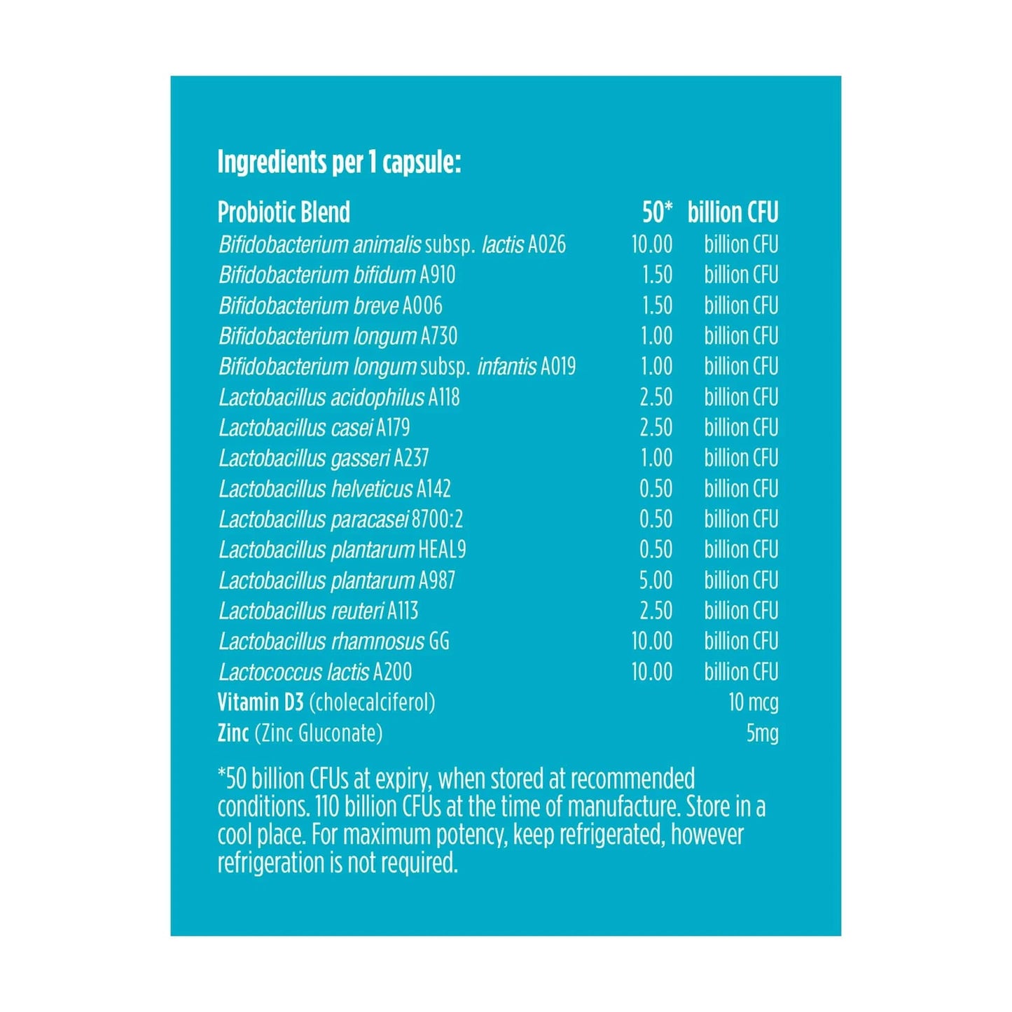 Advanced Gut Health Daily Probiotic Immune + Vitamin D and Zinc