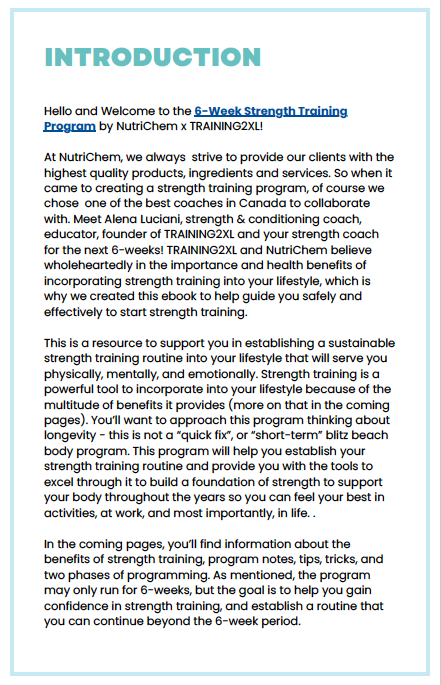 NutriStrength: A 6-Week Foundational Strength Training Program