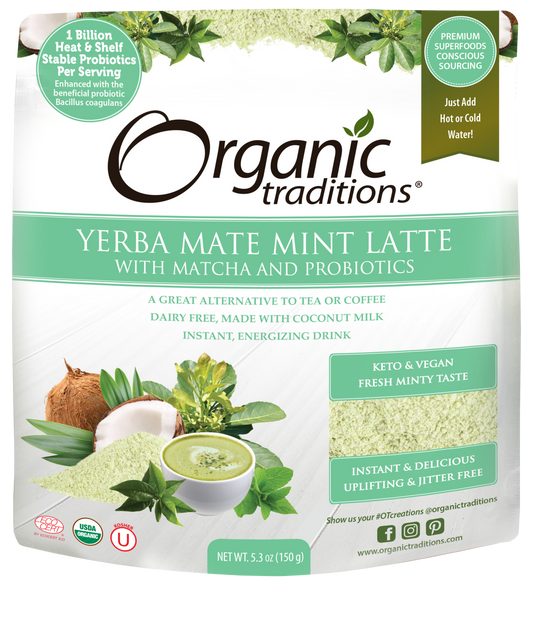 Organic Yerba Mate Mint Latte with Matcha and Probiotics