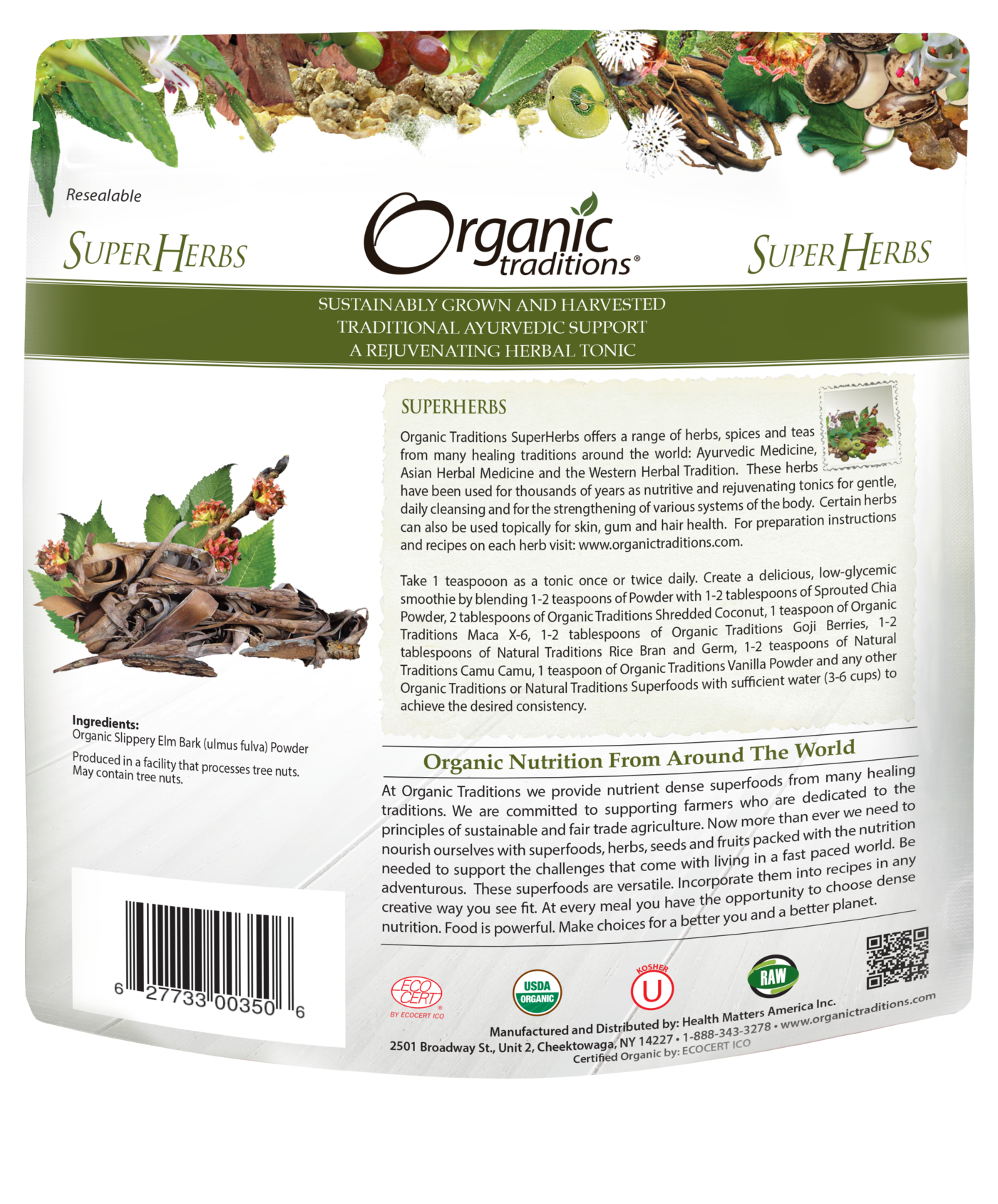 Organic Slippery Elm Bark Powder