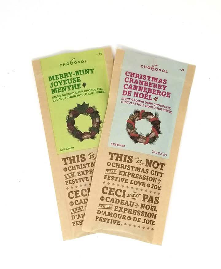 Chocosol Holiday Edition Chocolate Bars