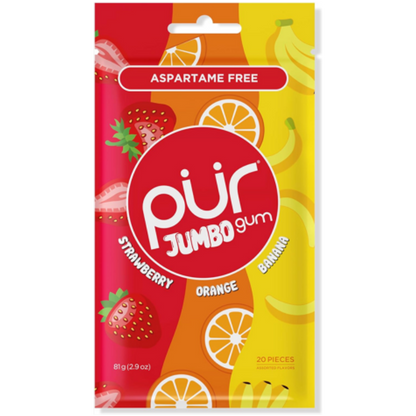 Pur Aspartame Free Jumbo Gum - Strawberry, Orange & Banana