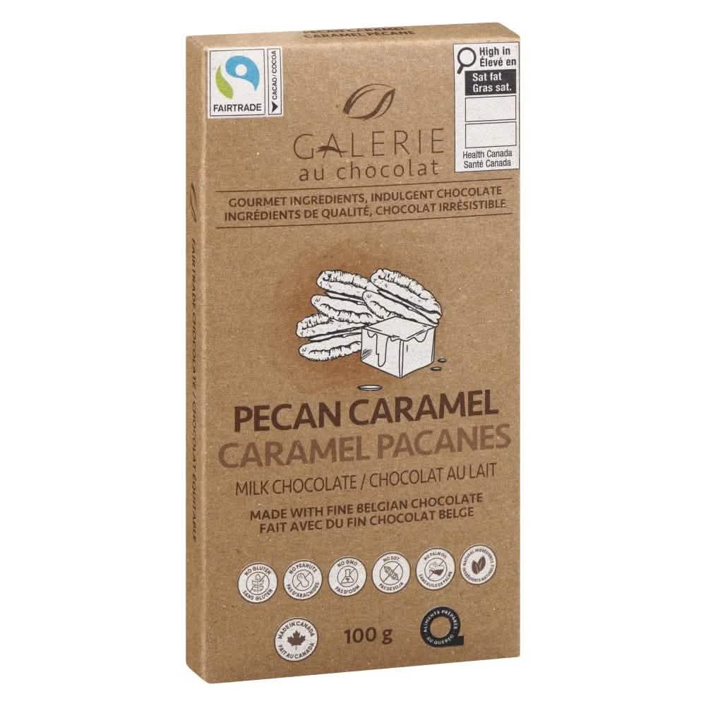 Fair Trade Pecan Caramel Milk Chocolate Bar - 100g