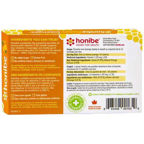 Honibe Honey Lozenges - Vitamin C & Orange